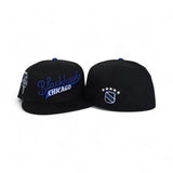 Black Chicago Blackhawks Script Logo Green Bottom 75th Anniversary Side Patch New Era 59Fifty Fitted