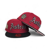 Brick Red Houston Astros Black Visor Pink Bottom 2022 World Series Side Patch New Era 59Fifty Fitted