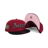 Brick Red Houston Astros Black Visor Pink Bottom 2022 World Series Side Patch New Era 59Fifty Fitted