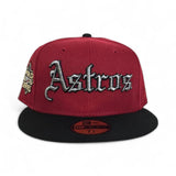 Brick Red Houston Astros Black Visor Pink Bottom 2022 World Series Side Patch New Era 59Fifty Fitted