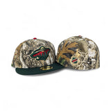 Real Tree Minnesota Wild Dark Green Visor Gray Bottom 5 Year Anniversary Side Patch New Era 59Fifty Fitted