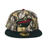 Real Tree Minnesota Wild Dark Green Visor Gray Bottom 5 Year Anniversary Side Patch New Era 59Fifty Fitted