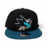 Black San Jose Sharks Teal Visor Gray Bottom New Era 9Fifty Snapback