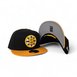 Black Boston Bruins Yellow Visor Gray Bottom New Era 9Fifty Snapback