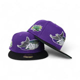 Purple Tampa Bay Rays Black Visor Green Bottom 1998 Inaugural Season Side Patch New Era 59Fifty Fitted