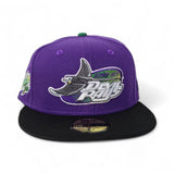 Purple Tampa Bay Rays Black Visor Green Bottom 1998 Inaugural Season Side Patch New Era 59Fifty Fitted