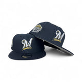 Navy Blue Milwaukee Brewers Gray Bottom 2002 All Star Game Side Patch New Era 9Fifty Snapback