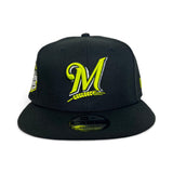 Black Neon Green Milwaukee Brewers Gray Bottom 2002 All Star Game Side Patch New Era 9Fifty Snapback