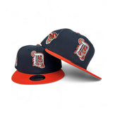 Navy Blue Detroit Tigers Orange Visor Gray Bottom 2000 Tiger Side patch New Era 9Fifty Snapback