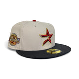 Stone Script Houston Astros Dark Gray Visor Gray Bottom 2005 World Series Side Patch New Era 59Fifty Fitted