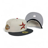 Stone Script Houston Astros Dark Gray Visor Gray Bottom 2005 World Series Side Patch New Era 59Fifty Fitted