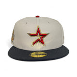 Stone Script Houston Astros Dark Gray Visor Gray Bottom 2005 World Series Side Patch New Era 59Fifty Fitted