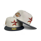 Stone Script Houston Astros Dark Gray Visor Gray Bottom 2005 World Series Side Patch New Era 59Fifty Fitted