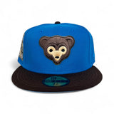 Cardinal Blue Chicago Cubs Brown Visor Icy Blue Bottom Be Alert Foul Balls Side Patch New Era 59Fifty Fitted