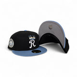 Black Kansas City Royals Sky Blue Visor Gray Bottom Raised Royal Side Patch New Era 59Fifty Fitted