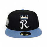 Black Kansas City Royals Sky Blue Visor Gray Bottom Raised Royal Side Patch New Era 59Fifty Fitted
