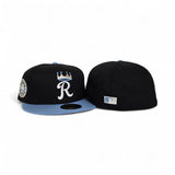 Black Kansas City Royals Sky Blue Visor Gray Bottom Raised Royal Side Patch New Era 59Fifty Fitted
