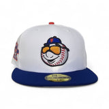 White New York Mets City Connect Logo Royal Blue Visor Gray Bottom 25th Anniversary Side Patch New Era 59Fifty Fitted