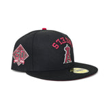 Black Los Angeles Angels Red Bottom 60th Anniversary Side Patch New Era 59Fifty Fitted