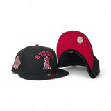 Black Los Angeles Angels Red Bottom 60th Anniversary Side Patch New Era 59Fifty Fitted