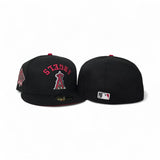 Black Los Angeles Angels Red Bottom 60th Anniversary Side Patch New Era 59Fifty Fitted