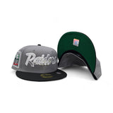 Storm Gray Script Las Vegas Raiders Storm Black Visor Green Bottom Super Bowl XI Side Patch New Era 59Fifty Fitted
