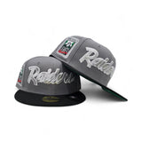 Storm Gray Script Las Vegas Raiders Storm Black Visor Green Bottom Super Bowl XI Side Patch New Era 59Fifty Fitted