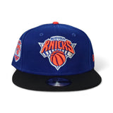 Royal Blue New York Knicks Black Visor Gray Bottom Established 1946 Side Patch New Era 9Fifty Snapback