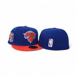 Royal Blue New York Knicks Orange Visor Gray Bottom 1946 Side Patch New Era 59Fifty Fitted
