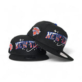 Black New York Knicks Gray Bottom Knicks Team Logo Side Patch New Era 9Fifty Snapback