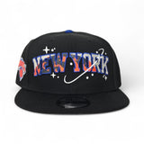 Black New York Knicks Gray Bottom Knicks Team Logo Side Patch New Era 9Fifty Snapback