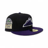 Black Colorado Rockies Purple Visor Gray Bottom 1995 Coors Field Side Patch New Era 59Fifty Fitted