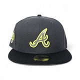 Dark Gray Atlanta Braves Black Visor Gray Bottom 1995 World Series Side Patch New Era 59Fifty Fitted