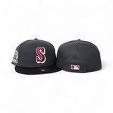 Dark Gray Seattle Mariners Black Visor Red Bottom 30th Anniversary Side Patch New Era 59Fifty Fitted