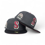 Dark Gray Seattle Mariners Black Visor Red Bottom 30th Anniversary Side Patch New Era 59Fifty Fitted