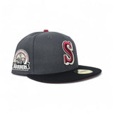 Dark Gray Seattle Mariners Black Visor Red Bottom 30th Anniversary Side Patch New Era 59Fifty Fitted