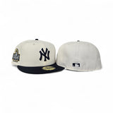 Off White New York Yankees Navy Blue Visor Gray Bottom 2024 World Series Side Patch New Era 59Fifty Fitted