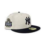 Off White New York Yankees Navy Blue Visor Gray Bottom 2024 World Series Side Patch New Era 59Fifty Fitted