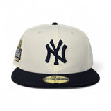 Off White New York Yankees Navy Blue Visor Gray Bottom 2024 World Series Side Patch New Era 59Fifty Fitted