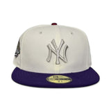 Off White New York Yankees Purple Visor Gray Bottom 1999 World Series Side Patch New Era 59Fifty Fitted