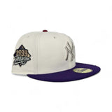 Off White New York Yankees Purple Visor Gray Bottom 1999 World Series Side Patch New Era 59Fifty Fitted