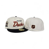 Off White Script Anaheim Ducks Black Visor Green Bottom 1993-1994 Inaugural Side Patch New Era 59Fifty Fitted