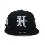 Black Trucker Houston Texans Icy Blue Bottom 20th Anniversary Side Patch New Era 59Fifty Fitted