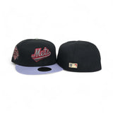 Black New York Mets Lavender Visor Burgundy Bottom 60th Anniversary Side Patch New Era 59Fifty Fitted