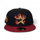 Black Fire Flame Houston Astros Red Visor Gray Bottom 2004 All Star Game Side Patch New Era 59Fifty Fitted