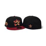 Black Fire Flame Houston Astros Red Visor Gray Bottom 2004 All Star Game Side Patch New Era 59Fifty Fitted