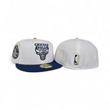 White Chicago Bulls French Blue Visor Gray Bottom 6X Champions Side Patch New Era 59Fifty Fitted
