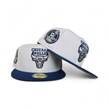 White Chicago Bulls French Blue Visor Gray Bottom 6X Champions Side Patch New Era 59Fifty Fitted