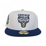 White Chicago Bulls French Blue Visor Gray Bottom 6X Champions Side Patch New Era 59Fifty Fitted
