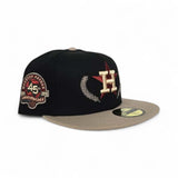 Black Houston Astros Camel Visor Gray Bottom 45th Anniversary Side Patch New Era 59Fifty Fitted